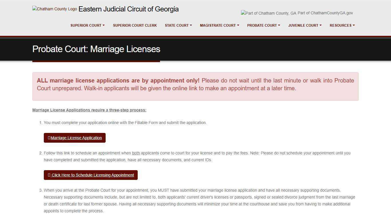 Chatham County, GA - Court System - Marriage Licenses