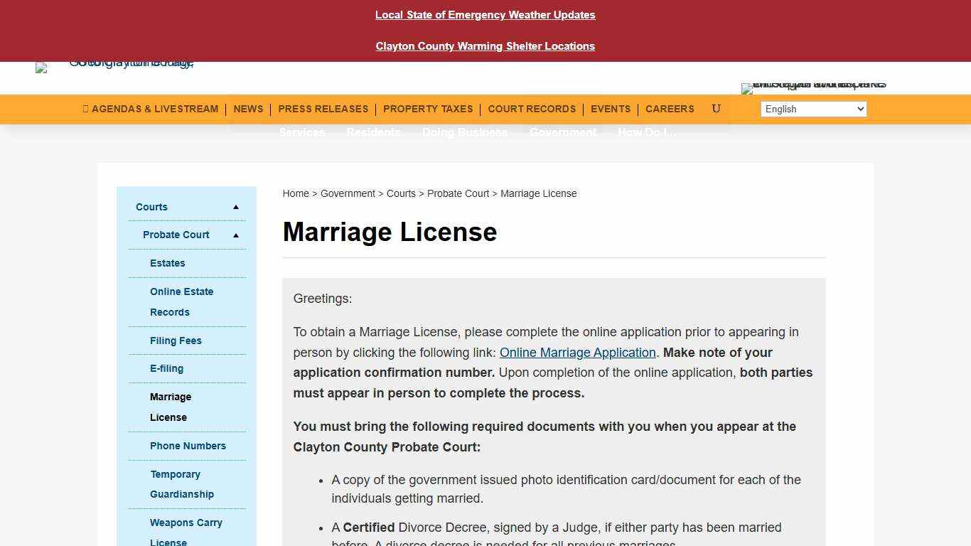 Marriage License - Clayton County, Georgia