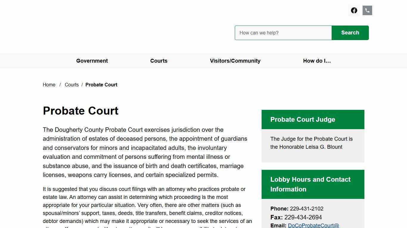 Probate Court Dougherty County, GA